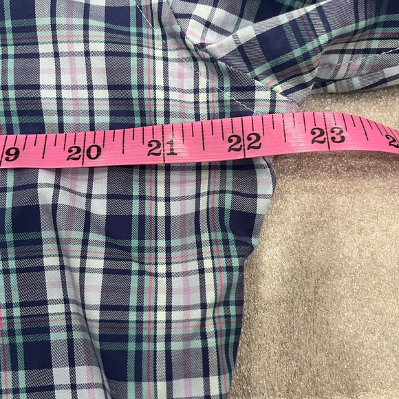 [L]Peter Millar Crown Ease Navy and White Checkered Cotton Button Shirt - Picture 4 of 6